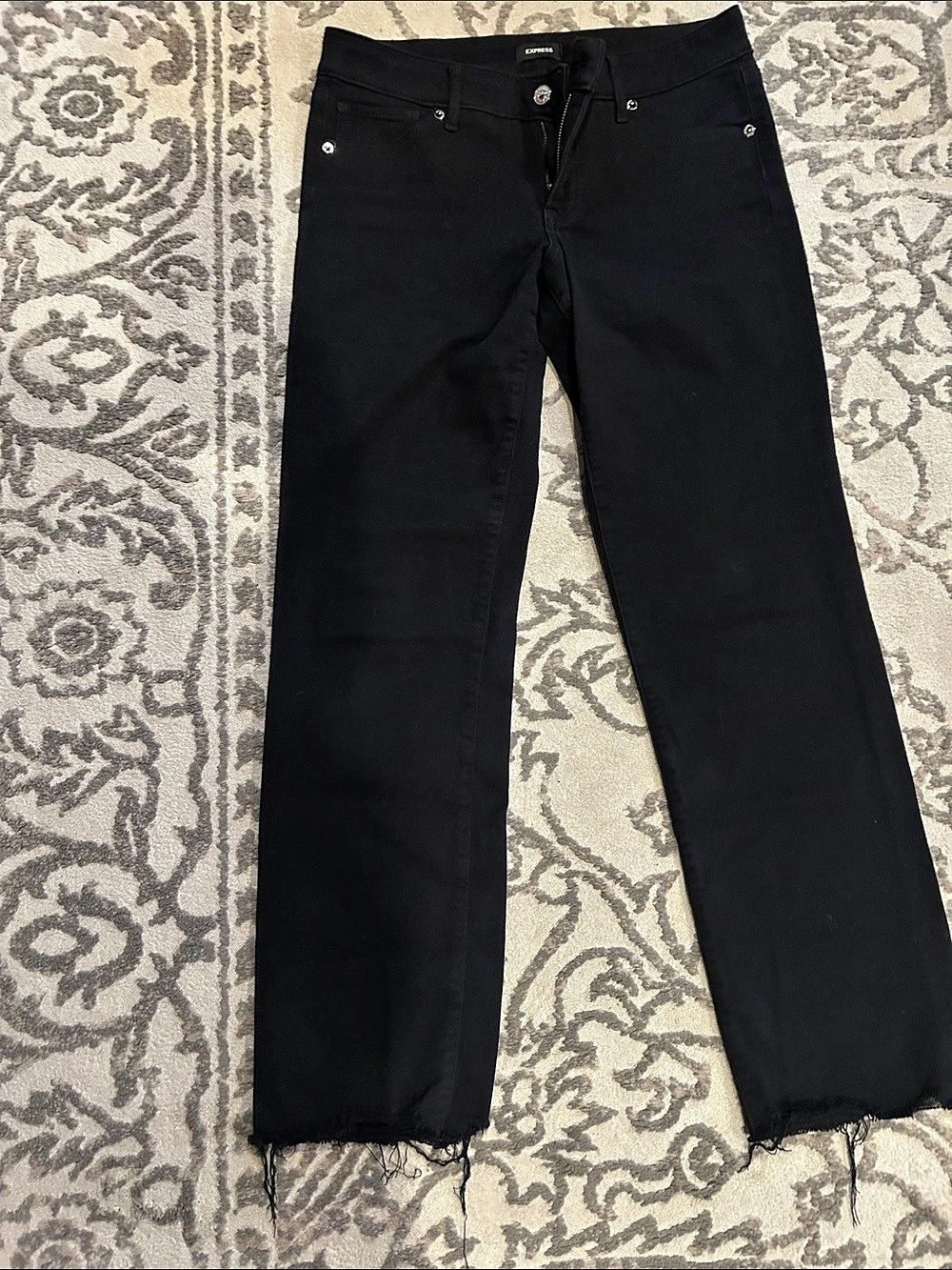 Express Modern Straight Low Rise Jeans Black Straight Leg Jeans Size 4R